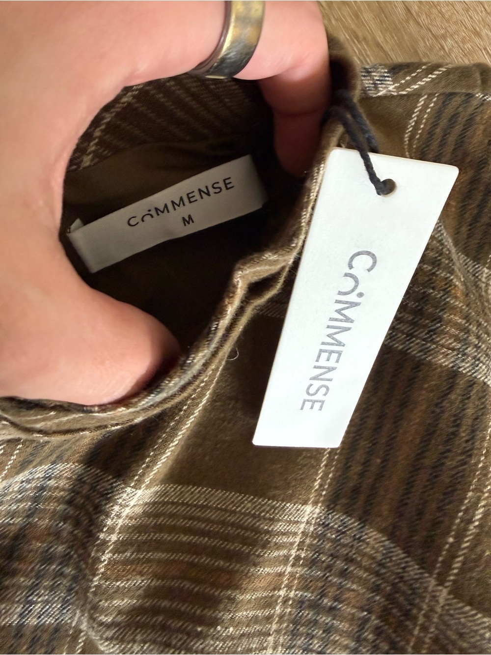 COMMENSE Olive Plaid Fringe Sleeveless Cotton Maxi Dress NWT size medium - Picture 7 of 7